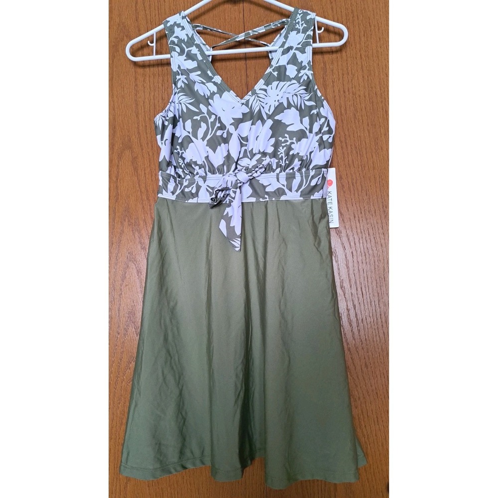 Kate Kasin Women's Olive Polyester/Elastan Mini Dress Pull On Sport Activewear M